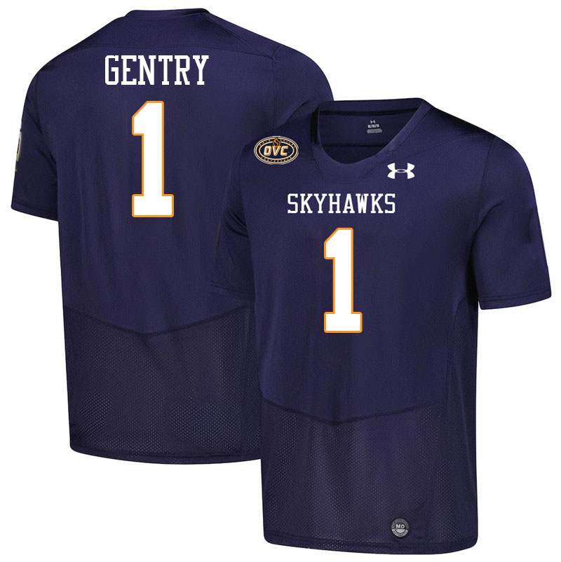 UT Martin Skyhawks #1 John Gentry College Football Jerseys,Uniforms-Navy